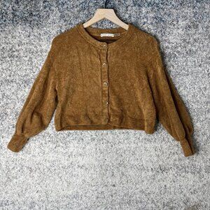 Alice + Olivia Sweater Womens XS Bouclé Button Front Cropped Long Sleeve